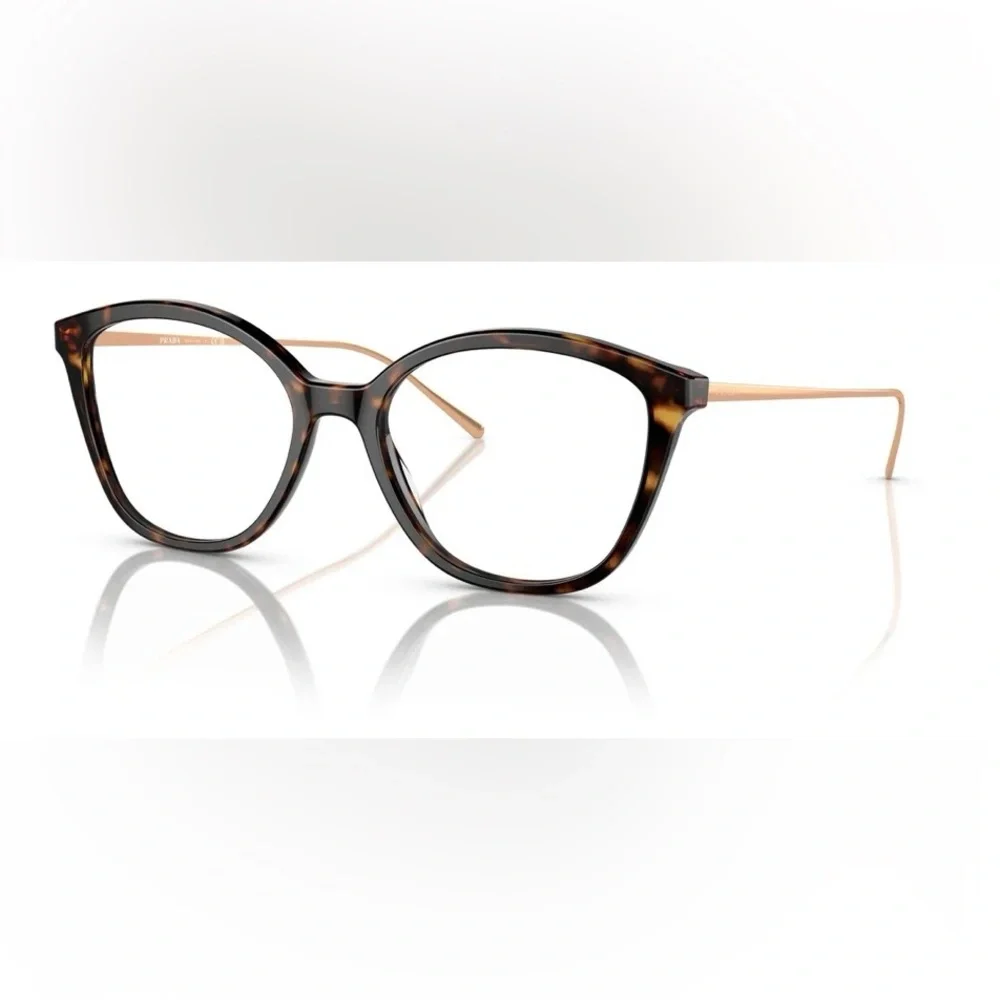 PRADA NWOT "Conceptual" VPR 11V Havana & Gold Mod Square/Cat Eye 53-17-140 Frame - Picture 1 of 16